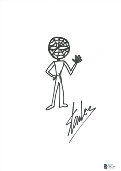 Stan Lee Signed ULTRA RARE 8" x 10" Original Spider-Man Sketch (Beckett) 